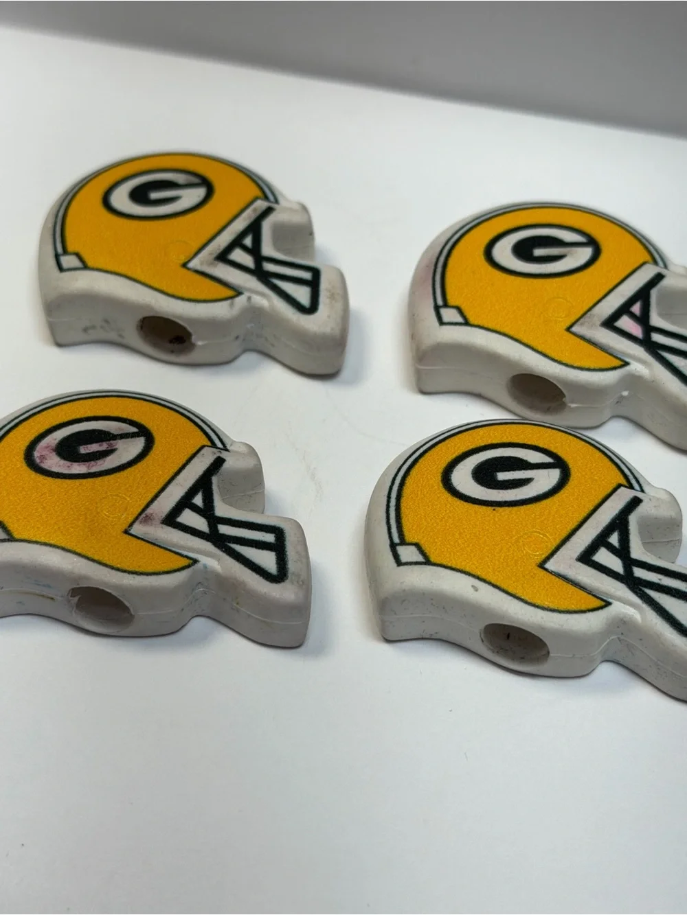 Vintage 1990s Green Bay Packers Helmet Pencil Top Erasers Lot of 4